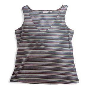Halogen Metallic Striped V-Neck Tank Top - Medium‎